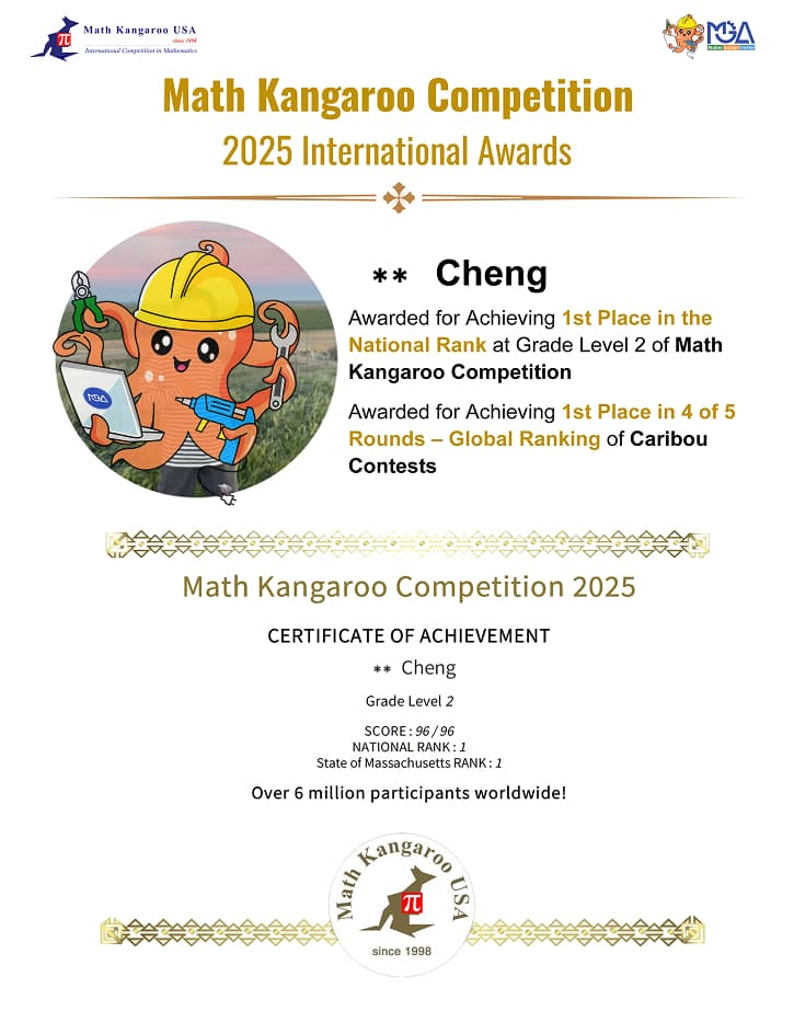 MGA student math competition award