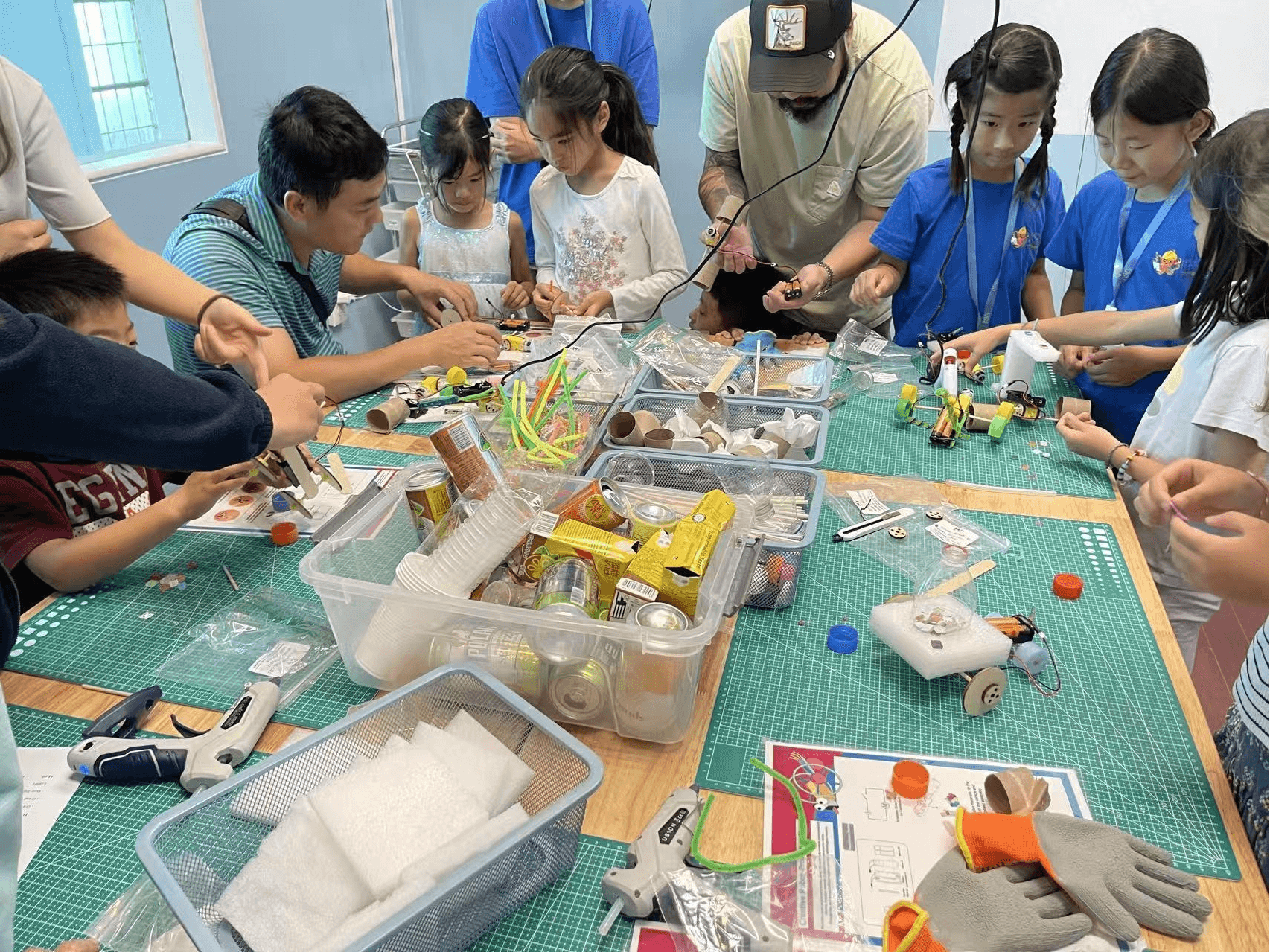 MGA students building hands-on projects together